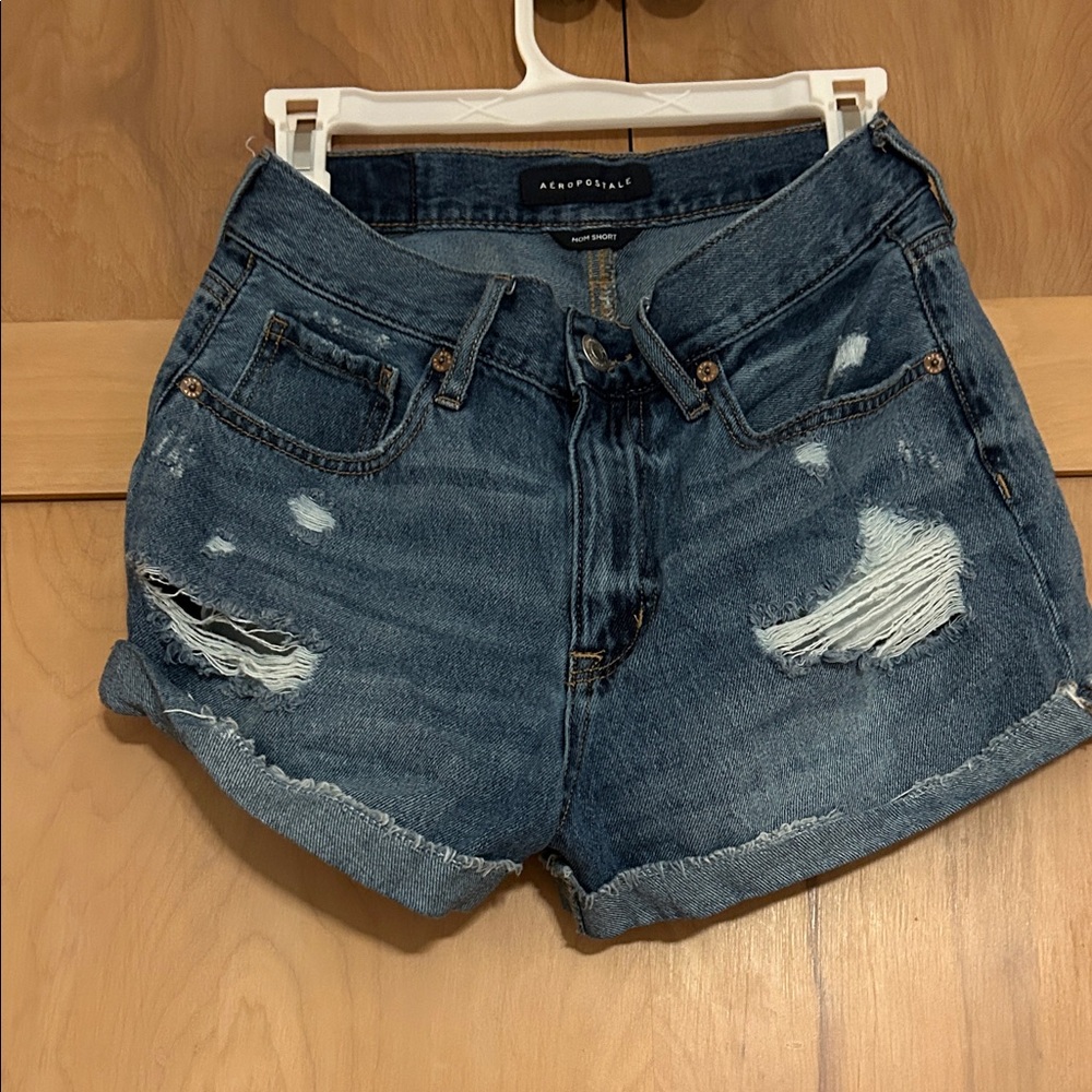 Aeropostale Women's Distressed Jean Shorts - Blue